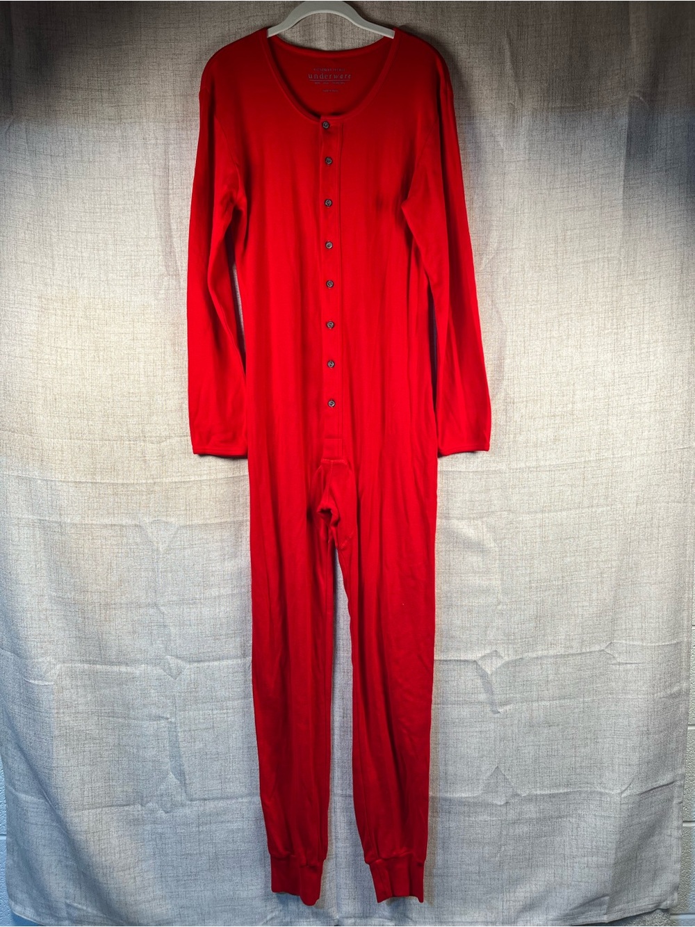 Victorias Secret Underware Red One Piece Button Front Long Sleeve Cotton Medium